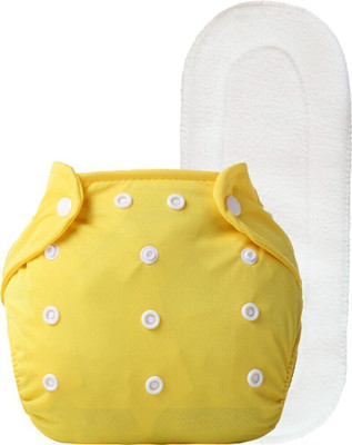 Hokista Reusable Cloth Diapers for babies, Adjustable Diaper with Inserts (YELLOW)