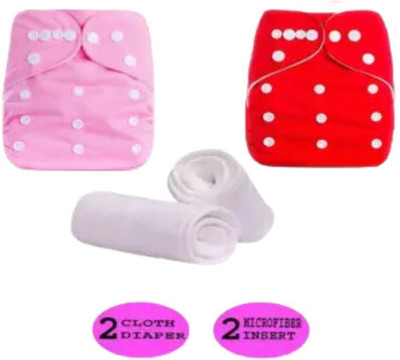 Little Feet Side Leakage Proof Reusable Cloth Diaper with Quick Dry UltraThin Pads Pack of 2