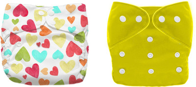 TINNY TOTS Baby Button Style Reusable 2 Cloth Diapers Adjustable Washable Nappies
