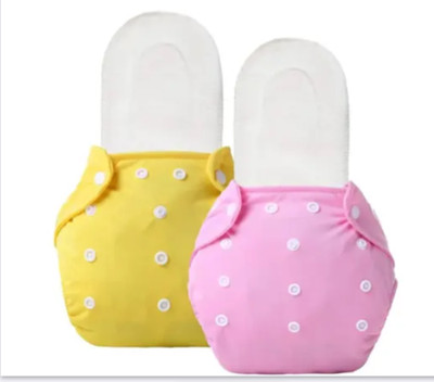 MANAN Cotton Cloth Reusable Diapers for Newborn Baby-3 Years Pack of 2 with 2 Inserts