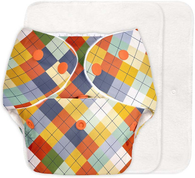 Superbottoms BASIC Reusable Cloth Diaper for babies 0-3Y with 2 Dry Feel Pad Peach Geometric Print
