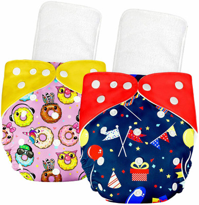 BUMTUM Baby Cloth Diaper With Insert Reusable & Adjustable, Dounut + Birthday Red