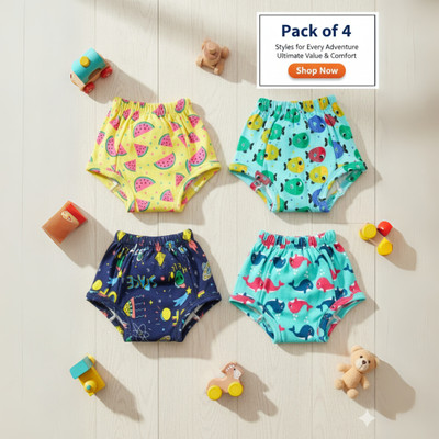 Momkins Padded Underwear Pack of-4 Potty Training Pants for Babies 7-12 Months