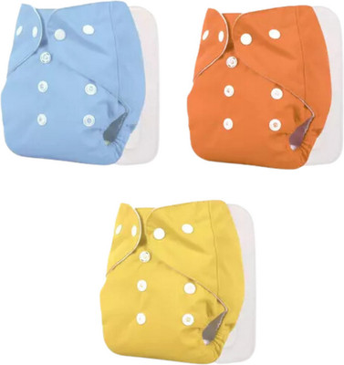 smilykid Baby Reusable,Washable Adjustable Diaper,(Pack of 3 Cloth Diapers+3 Insert pads)
