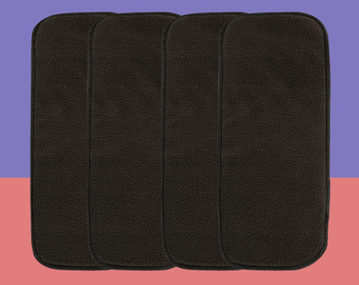 Jingle Kids Premium Quality Pack of 4 Black Bamboo Charcoal Inserts Liners Pads(5 Layers) Wetfree Washable Reusable Adjustable Cotton Diaper Nappy Inserts Natures Cloth Diaper Liners Durable For Baby Reusable Cloth Diapers(0-24 Months)