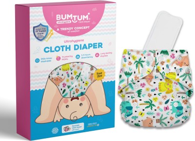 BUMTUM Baby Cloth Diaper with 1 Insert|Washable & Reusable|Adjustable,FreeSize-Printed