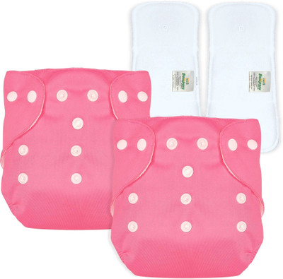 Bumpers The Baby Co. Reusable Baby Cloth Diaper with Insert – Leakproof, 3M–3Y, Pink, Pack of 2