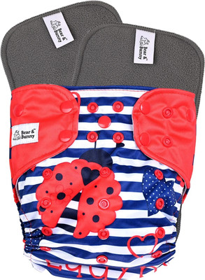 Bear & Bunny Washable Reusable Cloth Diaper,Free Size|for Kids 0-3 Yrs|1 Diaper & 2 insert