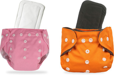InEffable Baby Reusable Cloth Diaper Nappy With 5 Layered Microfiber Insert (Pack of 2)