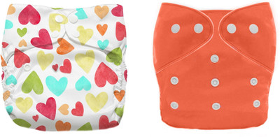 TINNY TOTS Baby Button Style Reusable 2 Cloth Diapers Adjustable Washable Nappies