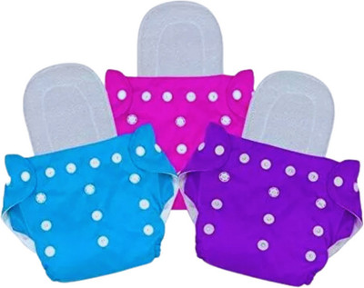 smilykid (Pack of 3 Cloth Diaper + 3 Insert), Multicolor 5 Layer Insert Washable for Baby