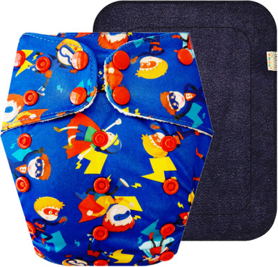 Dumbledo Reusable Eco-Friendly Dry Feel 1 Blue Cloth Diaper With Black Pad