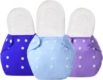 smilykid Baby Reusable,Washable Adjustable Diaper,(Pack of 3 Cloth Diapers+3 Insert pads)