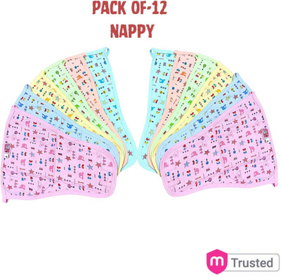 frazix New Born Washable Reusable Hosiery Cotton Diapers 0-6 Month Pack-12