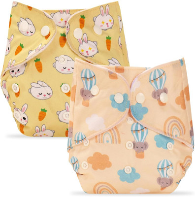 Bumpers Reusable & Washable Organic Cloth Diaper for babies Combo, Yellow+Light Pink