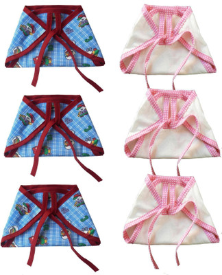 SRIM Cotton Cloth Nappy with Double Layer Fabric - Langot for New Born - 6 Pcs - Best for 3-9 month Baby - White, Blue SMC20470