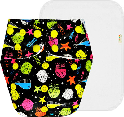 Dumbledo Reusable Eco-Friendly Dry Feel 1 Black Cloth Diaper With White Insert