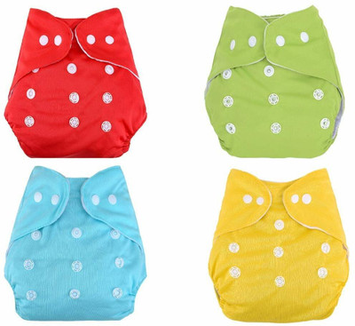 DOMENICO Cloth Reusable Washable Diaper,Waterproof(Without Insert)(Pack of 4)(Mix Color)