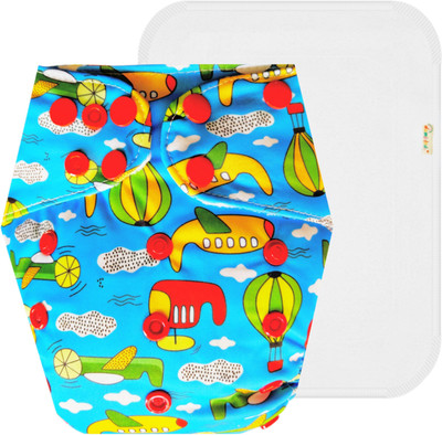 Dumbledo BlueSpaceShip Reusable Eco-Friendly Dry Feel 1 Cloth Diaper With White Insert