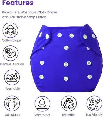 bluespunn Quick Dry Washable Reusable Cloth Diaper Nappy With White 5 Layer Microfiber