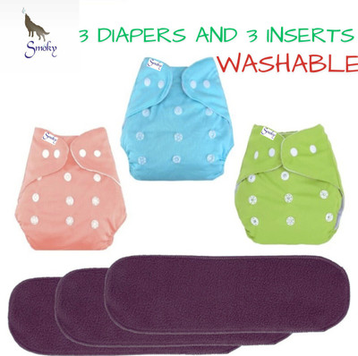 Smoky Reusable and Washable Cloth Baby Diaper, Nappy, Langot with Bamboo Insert Pads