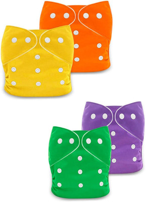 Lapry Cloth Diapers for Baby Adjustable & Washable Diapers with Button (Pack of 4)