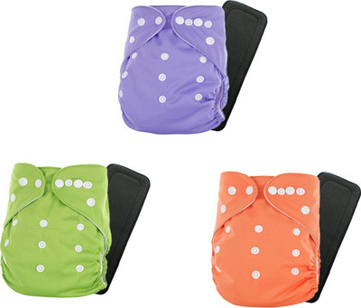 JKKFashion Waterproof Reusable Washable Cloth Diaper Nappies with Insert - L - XL (Pack of 3 diaper + 3 Inserts)