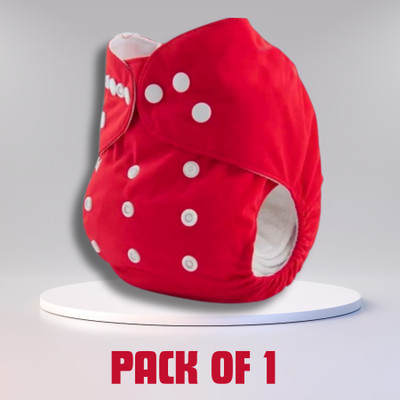 Renial Cloth Diaper Red | Reusable & Leak-Proof | Freesize Adjustable | Pack of 1