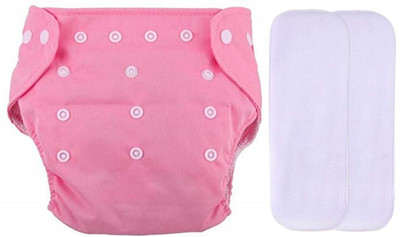 Alya Premium Quality 1 Reusable Adjustable Baby Washable Cloth Diaper Nappies With 2 Wet-Free Microfiber Bamboo Changing Insert Pads(2 layers) For New Born/Babies(0-15 Months;3-10 KGS;PINK)