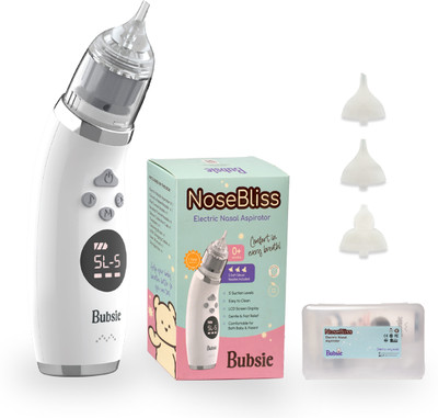 Bubsie NoseBliss Electric Nasal Aspirator with Self Cleaning, Music and Light Function Battery Operated Nasal Aspirator(White)