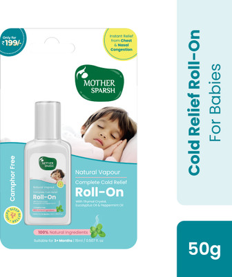 Mother Sparsh Natural Vapour Cold Relief Roll-On for Babies,Relieves Chest Congestion - 15ml Manual Nasal Aspirator(White)