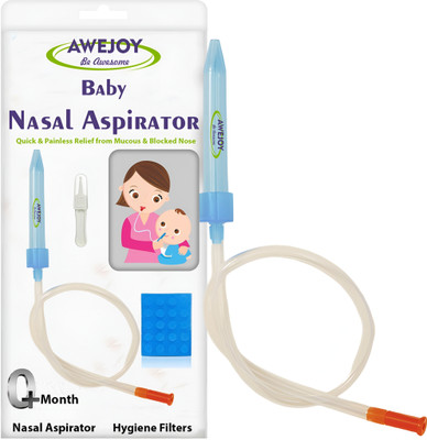 AWEJOY Baby nasal aspirator for 0-5 years, snot remover, nose block relief for infants Manual Nasal Aspirator(Blue)