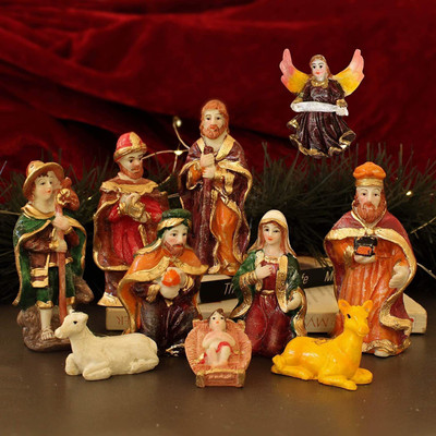 TIED RIBBONS Resin Christmas Crib Nativity Set Baby Jesus for Decoration - Christmas Gifts Christmas Decorations for Home- (Standard Size, Multicolor, 10 Piece) Separate Pieces 9 cm Pack of 10 deal from flipkart