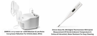 OMRON compressor ne- c106 Nebulizer & OmronMC 246 Digital Thermometer & Nebulizer(White & White)