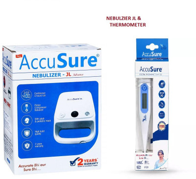 AccuSure JLCompressor Nebulizer & MT 32 THERMOMETER For Adults & Kids Nebulizer(White)