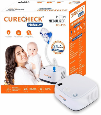 curecheck NebuJet Compact and Low Noice Compressor Machine for Child and Adult with Mask Nebulizer(White)