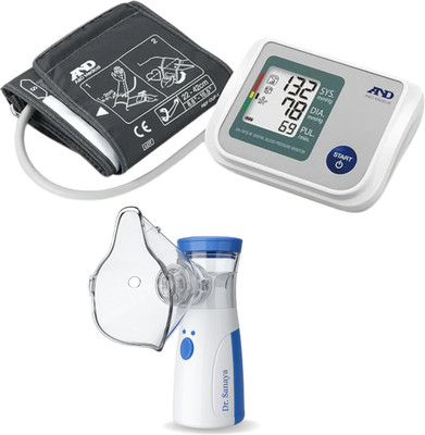 Dr.Sanaya MN-R02 Mesh Nebulizer with A&D UA-767S Upper Arm Blood Pressure Monitor Combo Nebulizer(White, Blue)