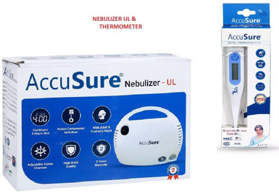 AccuSure UL Compressor Nebulizer & MT 32 THERMOMETER For Adults & Kids Nebulizer(White)