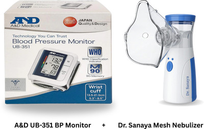 Dr.Sanaya MN-R02 Mesh Nebulizer with A&D UB-351 Wrist Blood Pressure Monitor Combo Nebulizer(White, Blue)