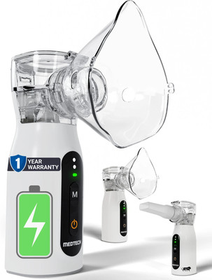 Medtech Rechargeable Portable Mesh Nebulizer for Adults & Kids | Nebulizer for Travel Nebulizer(White)