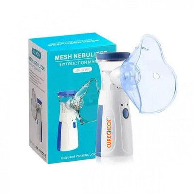 curecheck Portable Mesh Nebulizer for Adults & Kids [USB & Battery operated] Nebulizer(White/Blue)