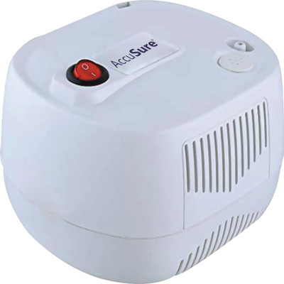AccuSure Compressor Nebulization Machine with complete Kit (Adult & Child Mask) Compact Nebulizer(White)