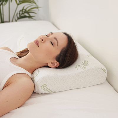 Royalkart Memory Foam Floral Sleeping Pillow Pack of 1(White)
