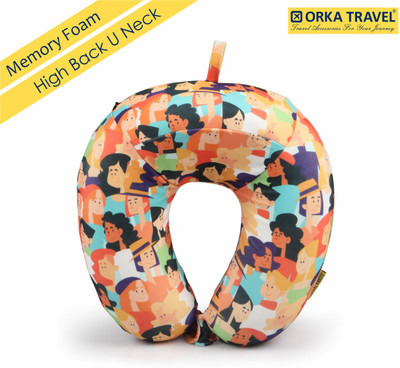 ORKA Travel Memory Foam Spandex Digital Printed High Back U Neck Pillow(People Theme)