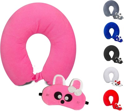 Juzzii Velvet Neck Pillow & Eye Mask - Combo Sleeping Airline Neck Pillow with Sleeping Eye Mask Great for Long Road Trips and Flights, Ideal For Men & Women- Pink Neck pillow & Mask No-27 (Combo) Neck Pillow & Eye Shade(Pink)