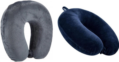 Jounwal Fibre U-Shaped Soft Travelling Multipurpose Neck Pillow(Grey, Nevi Blue)