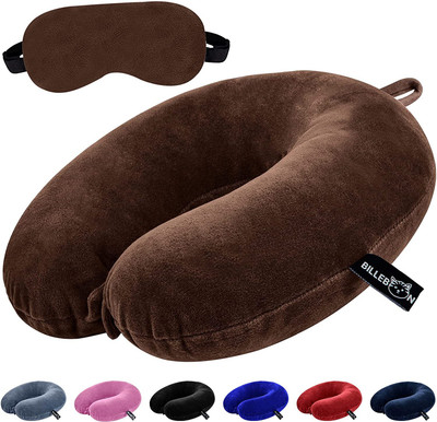 Billebon U-Shaped Soft Travelling Multipurpose Neck Pillow & Eye Shade(Brown)