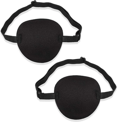 goho 2 PCS Set Eye Patch Single Eye Mask with Adjustable Buckle Soft and Comfortable Eye Shade(Black)