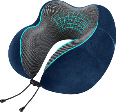 Greeli Premium Memory Foam Neck Support Pillow for Travel Comfortable and Portable Neck Pillow(Navy Blue)