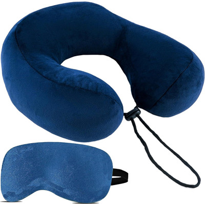 Trajectory Travel Neck Pillow with Sleeping Eye Mask Combo Neck Pillow & Eye Shade(Blue)